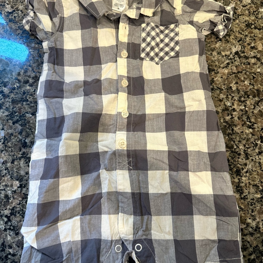 Carter's Gray and White Checkered Baby Romper